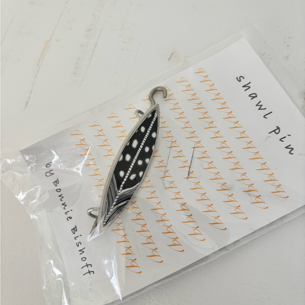 Black and White Shawl Pin